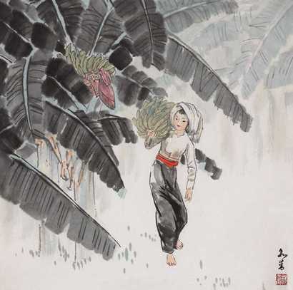 杨永青 版纳风情写生 镜心